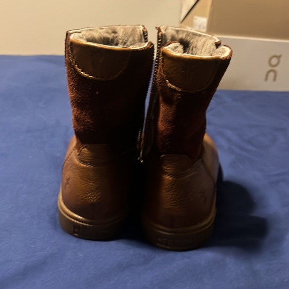 FRYE Gemma Shearling Boot Brown Women’s Size 7M Cognac Leather Suede 347… - Picture 4 of 6